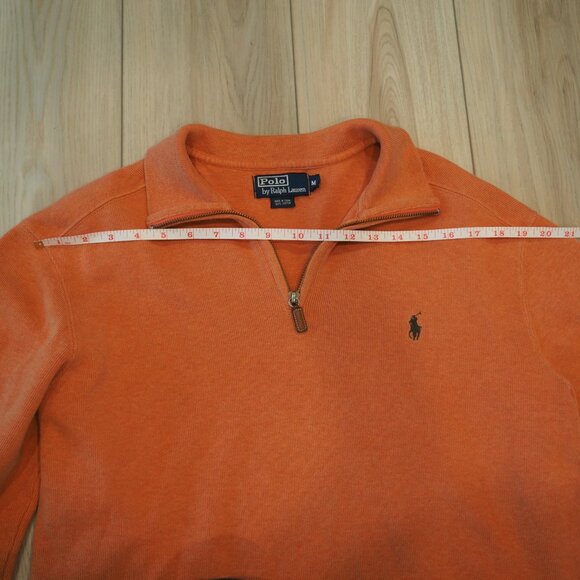 Polo by Ralph Lauren Men's Rust Orange Quarter-zip Sweater sz Medium 100% Cotton - Picture 8 of 15